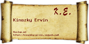 Kinszky Ervin névjegykártya